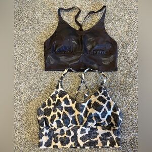 aerie Black Shimmer Sports Bra & Beige Black Leopard Print Sports Bra Set